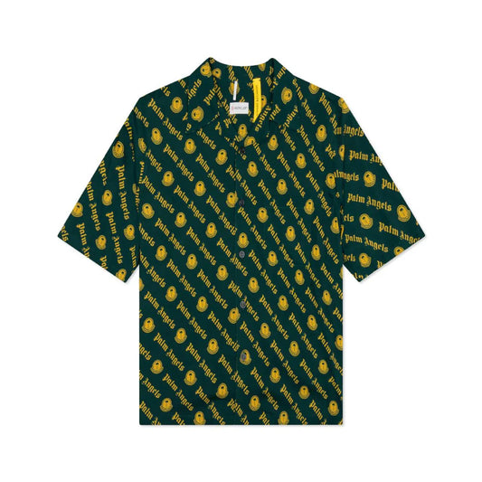 MONCLER X PALM ANGELS LOGO PRINT SHIRT YELLOW/GREEN