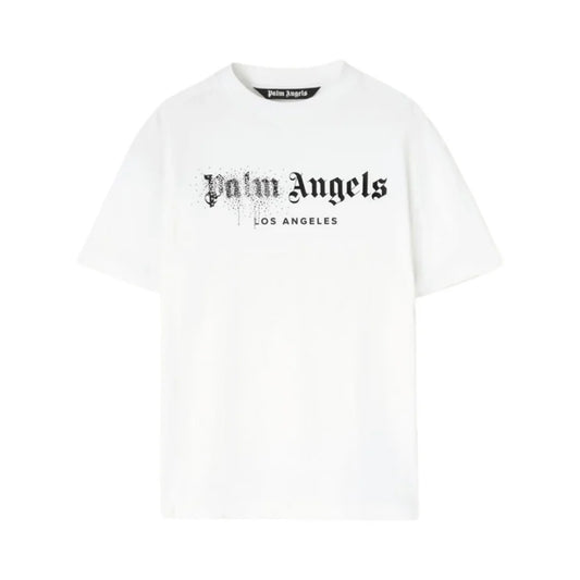 PALM ANGELS RHINESTONE SPRAYED CLASSIC T-SHIRT WHITE/BLACK