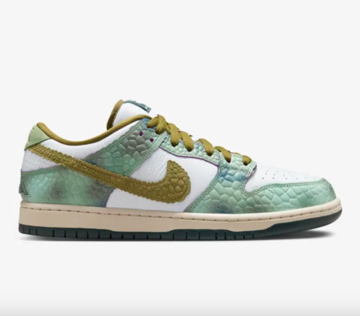 Nike SB Dunk Low Pro x Alexis Sablone White and Pacific Moss