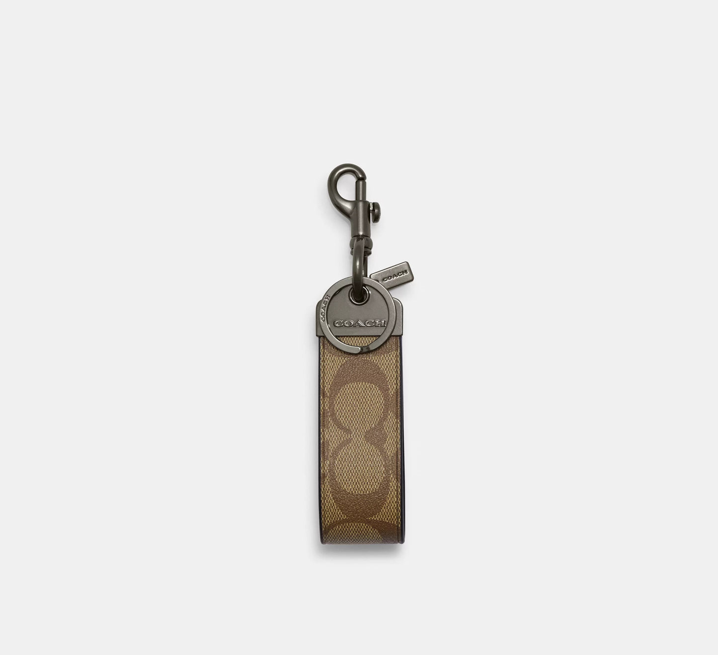 Coach Loop Key Fob In Signature Canvas Khaki