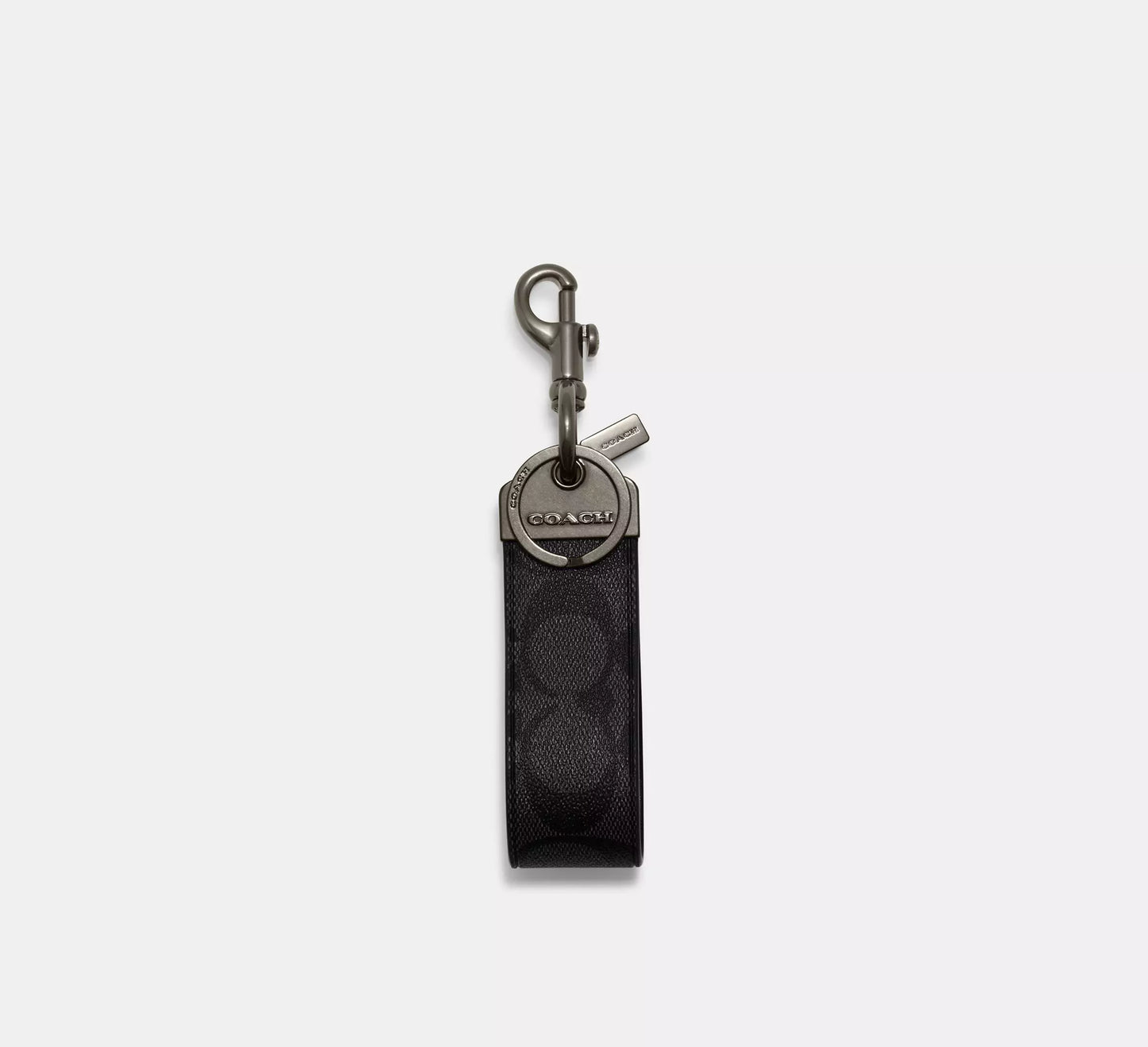 Coach Loop Key Fob In Signature Canvas Charcoal