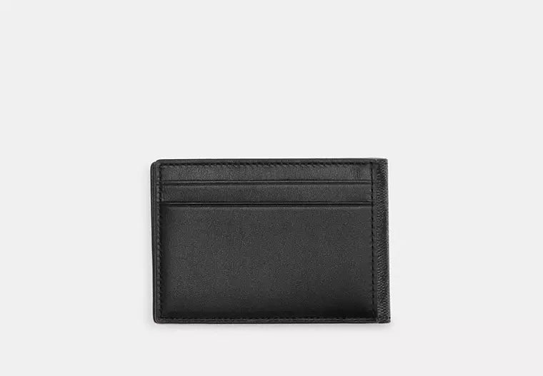 Coach Outlet Compact Billfold Wallet In Signature Canvas charcoal black