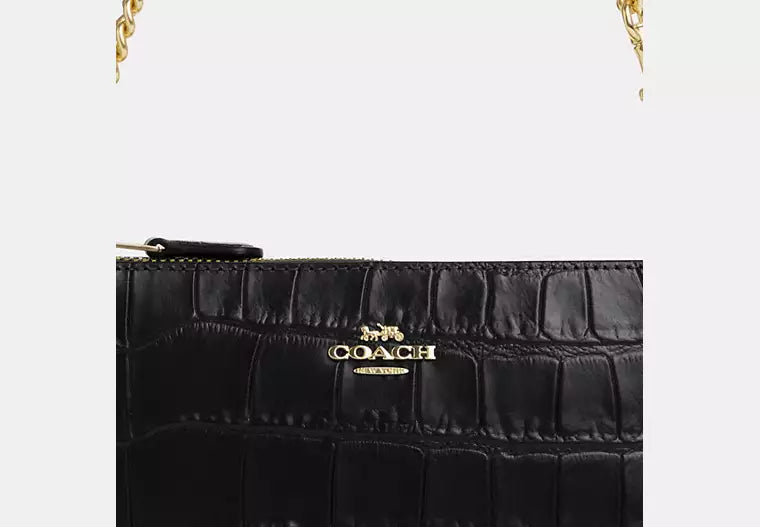 Coach nolita 19 embossed crocodile leather gold black bag