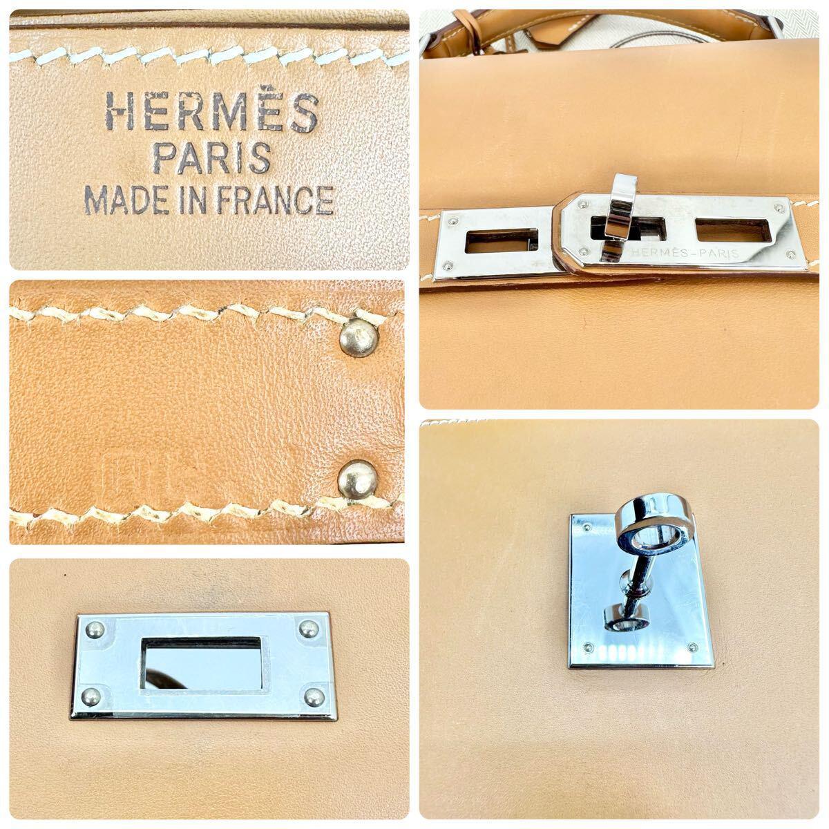 Authentic HERMES Kelly 38  Depeche Veau Chamonix Natural Silver hardware H stamp Handbag Business bag A4 size